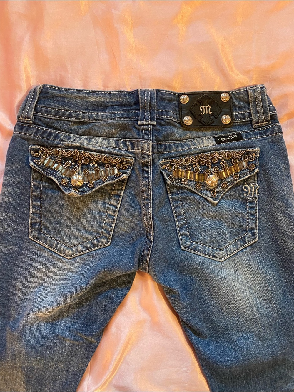 Miss Me Embellished Boot Cut Jeans - Blue